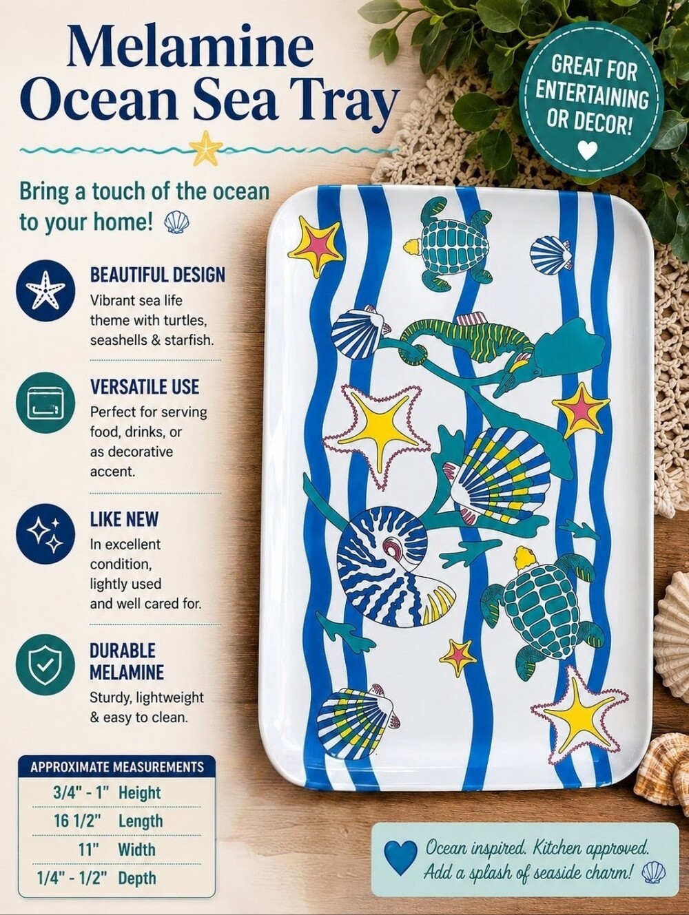 Melamine Ocean Sea Tray